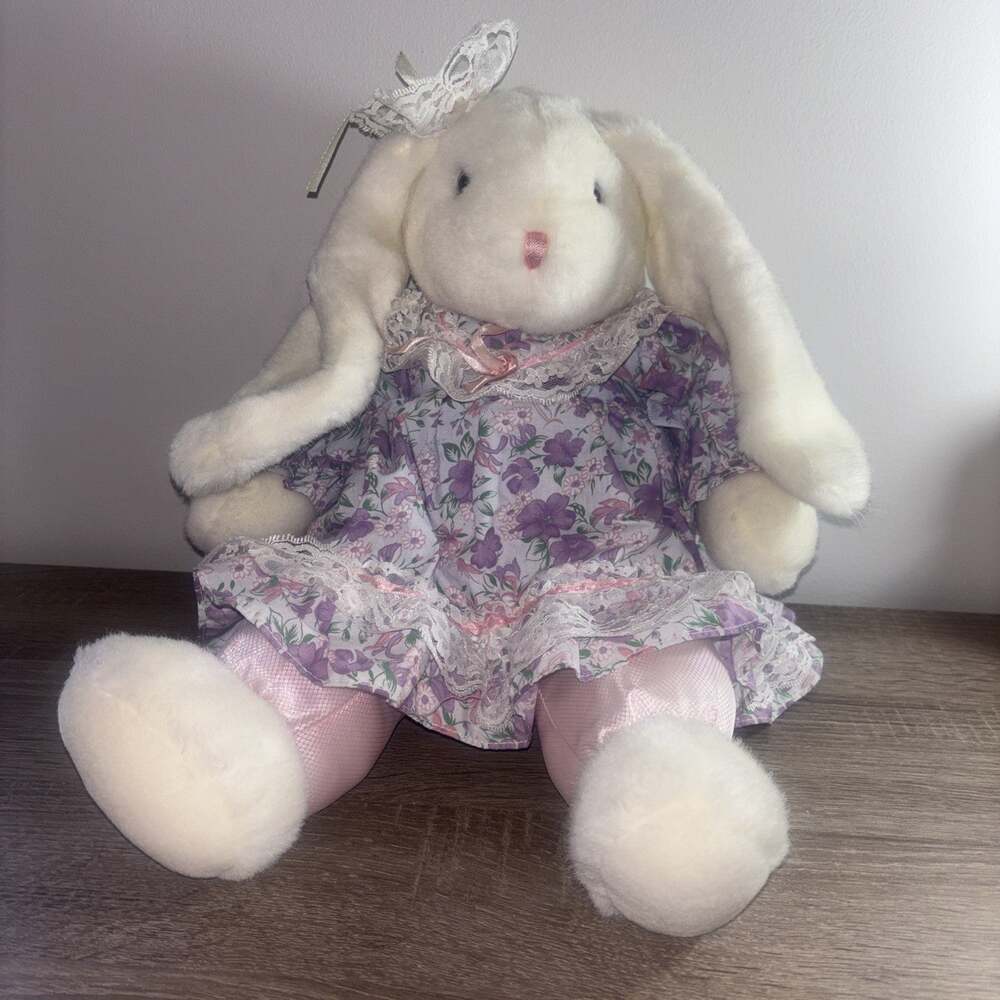 MAIN JOY LIMITED EASTER BUNNY RABBIT TEAL OUTFIT STUFFED ANIMAL PLUSH 18”